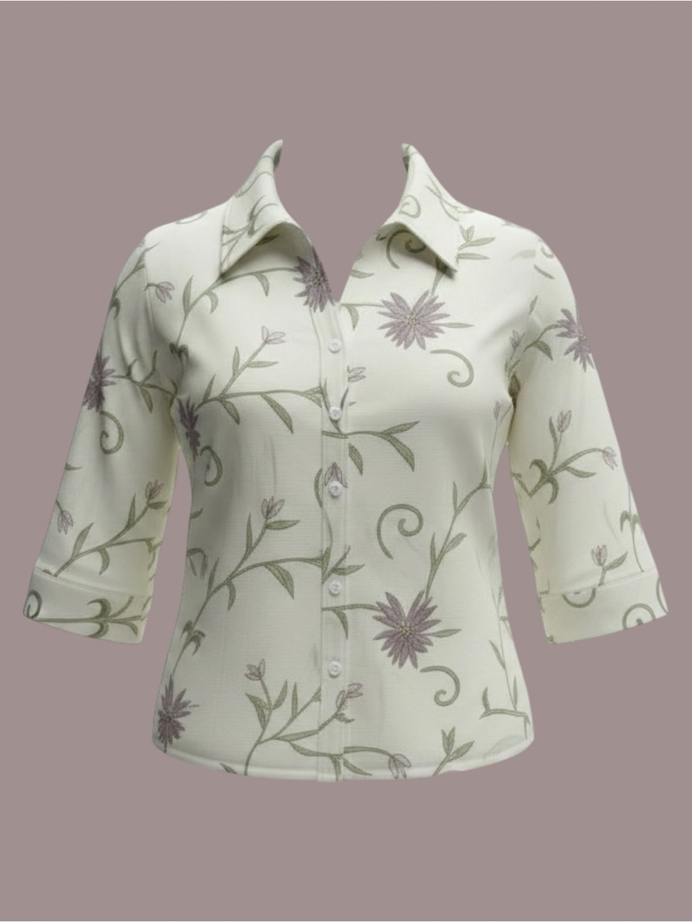 Style by EWM Floral Cotton Blouse Size 22 Plus Size Button Front Top